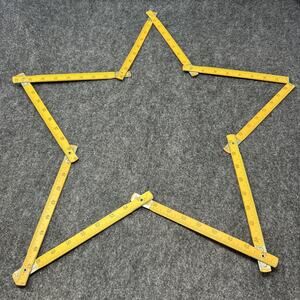 Vintage Wooden Folding Ruler Yellow 78" Zig-Zag Carpenter Tool Brass Joints 6 Ft